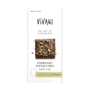 Vivani Čokoláda Vivani hořká 75% Espresso Pistácie 80 g